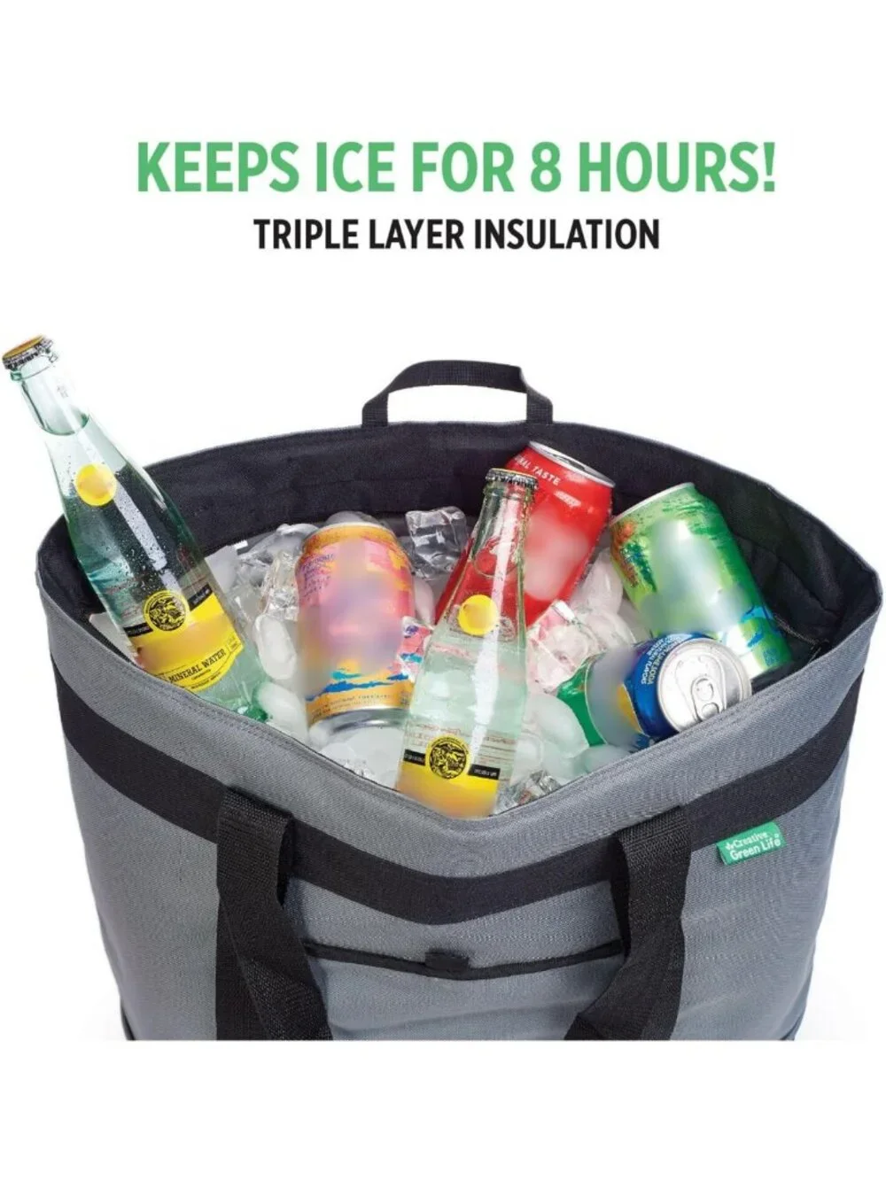 Jumbo Insulated Cooler Bag - Collapsible Soft Cooler for Groceries, Travel